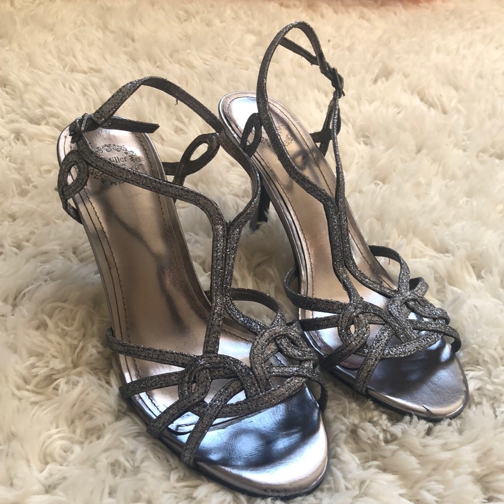 Strappy, silver heels
